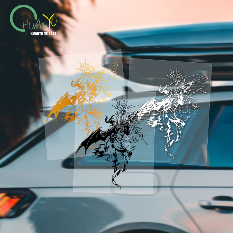 Motorcycle Gear Up - Demon Bat Wing Car Sticker, Dark