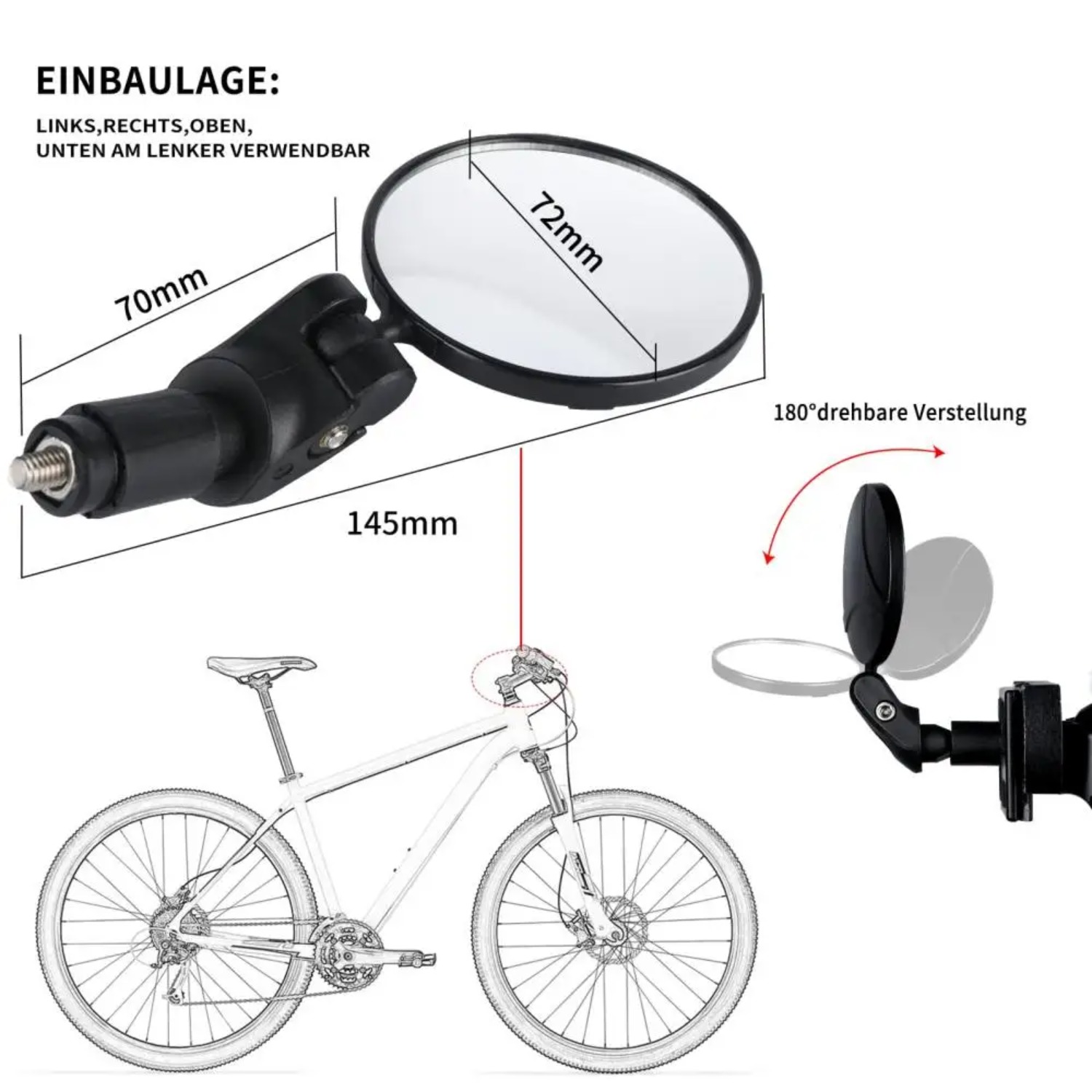 2PCS Bicycle Rearview Mirror B - Mirror Extender Bar ulasan dan harga